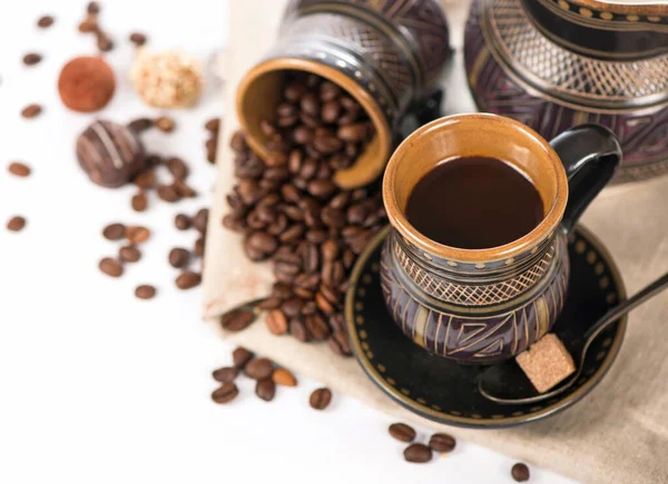 Kahve Espresso Beyaz Arka Planda Bir Fincan Kahve — Stok fotoğraf