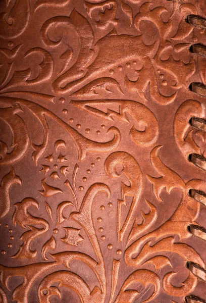 Leather Floral Pattern Background Close — Stock Photo, Image