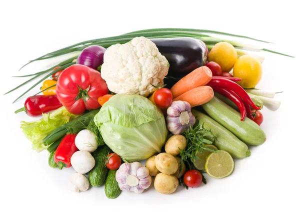 Composition Raw Vegetables Isolated White — Stock Photo, Image