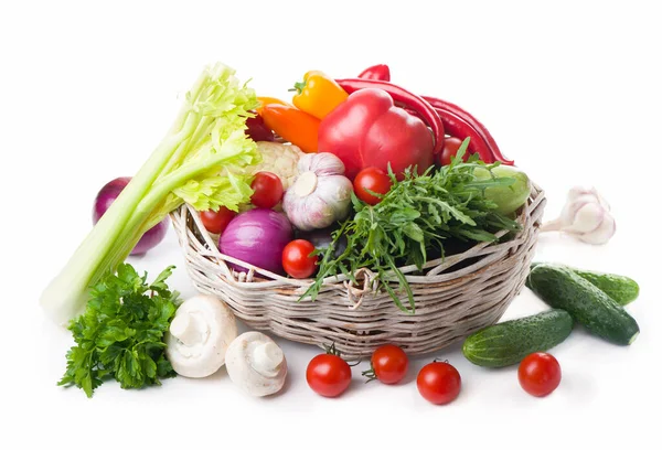 Composition Raw Vegetables Isolated White — Stock Photo, Image