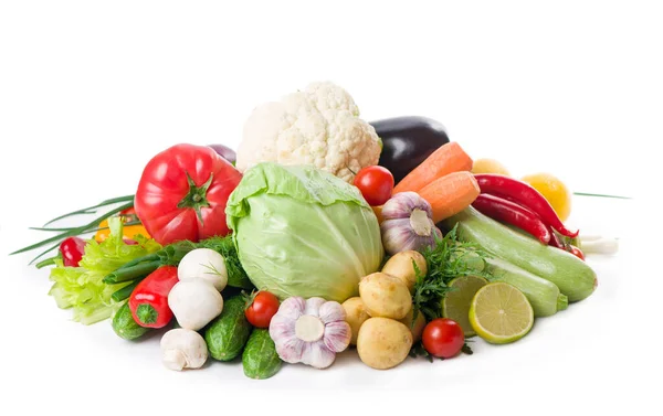 Composition Raw Vegetables Isolated White — Stock Photo, Image