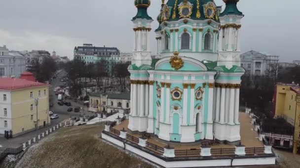 Kiev Ukraine Maart 2021 Sint Andreas Orthodoxe Kerk Afdaling Van — Stockvideo