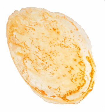 Beyaz arka planda izole edilmiş taze ince bir krep.