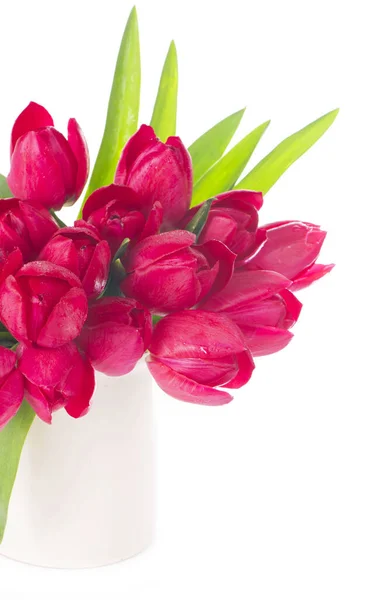 Boeket Roze Tulpen Een Lichte Achtergrond Vakantiekaart — Stockfoto