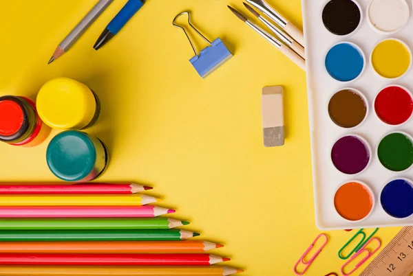 Schoolbenodigdheden Abstracte Kleurrijke Achtergrond Textuur — Stockfoto
