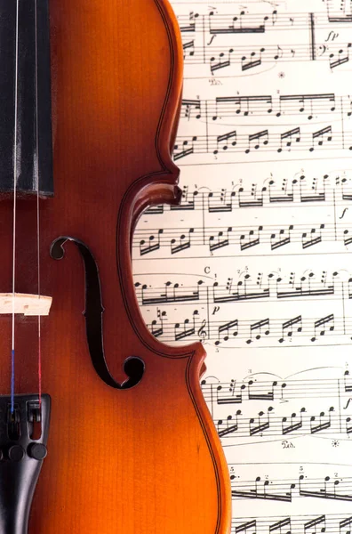 Vecchio Violino Sdraiato Sullo Spartito Della Musica Concetto Musicale — Foto Stock