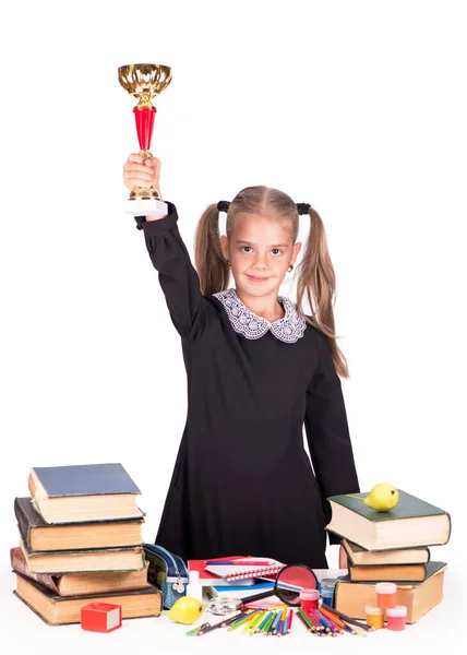 Colegiala Aislada Sobre Fondo Blanco — Foto de Stock