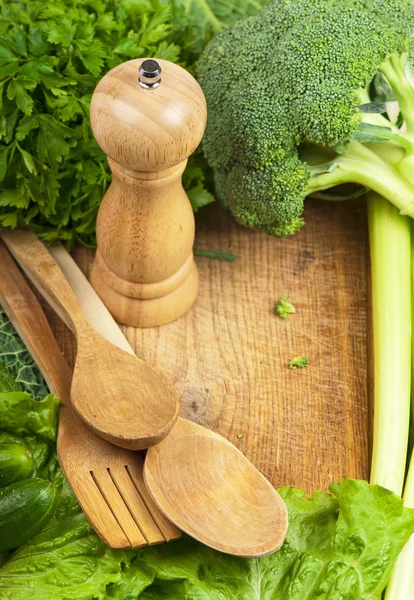 Kitchen utensils on  table — Stock Photo, Image