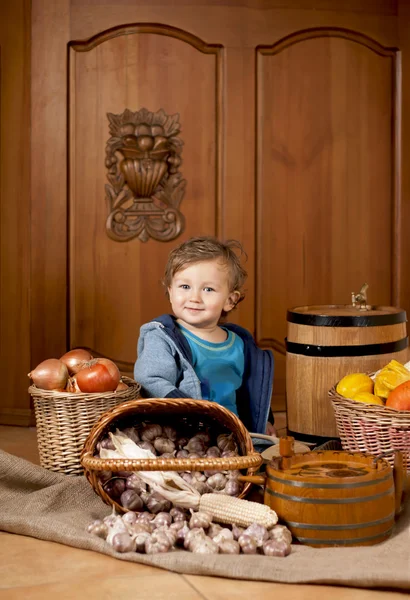 Bebé en una gorra de cocinero — Foto de Stock