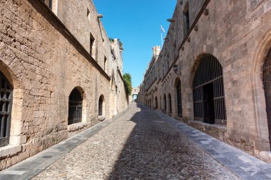 Medieval street in the Old Town of Rhodes. clipart