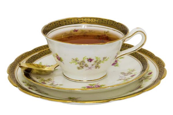 Kopje thee in de vintage cup. — Stockfoto