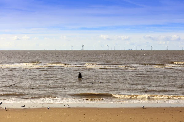 Crosby Beach deniz manzarası. — Stok fotoğraf