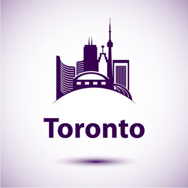 Vector city skyline with landmarks Toronto Ontario Canada.  clipart