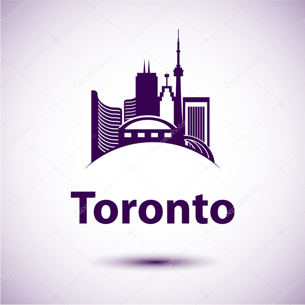 Vector city skyline with landmarks Toronto Ontario Canada. 