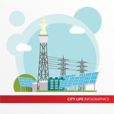 Concentrated solar power station. clipart