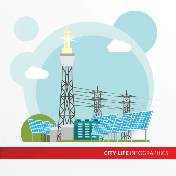 Estación de energía solar concentrada. — Archivo Imágenes Vectoriales