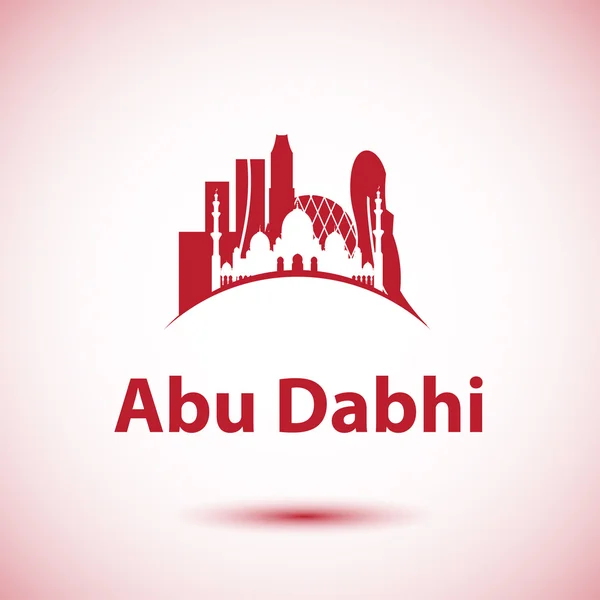 Silueta de vector de Abu Dhabi. Más lugares de interés como símbolo de los Emiratos Árabes Unidos — Vector de stock