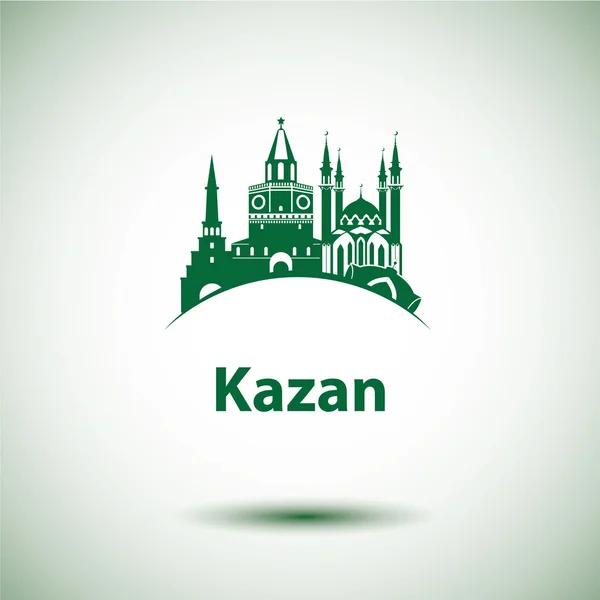 Silueta detallada de Kazan. Ilustración de vector de moda, estilo plano. República de Tatarstan, Rusia — Vector de stock