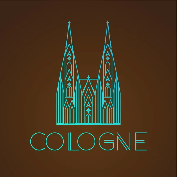 World famous Cologne cathedral. Greatest Landmarks of europe.. Linear vector icon for Koln Germany. — Stock Vector