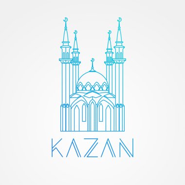 Kul Şerif Şeyh. Vektör Tataristan Kazan dönüm noktası. Modern doğrusal minimalist simgesi. Bir satır kavramı
