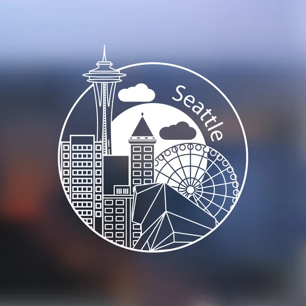 Conception d’une ligne de Seattle sur fond flou — Image vectorielle