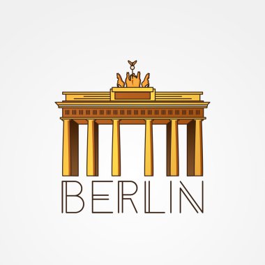 Alman Vektör Lineer simgesi. Brandenburg Kapısı, Berlin, Almanya.