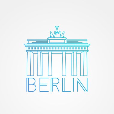 Alman vektör bir satırı minimalist simgesi. Brandenburg Kapısı, Berlin, Almanya.