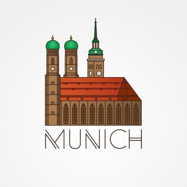 Vektör Lineer simge Almanca kulelerin Frauenkirche Katedrali Kilisesi Münih Münih, Almanya.