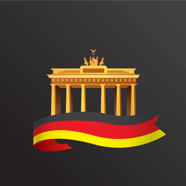 Vector platte icoon van Duits. Brandenburger Tor in Berlijn, Duitsland. — Stockvector