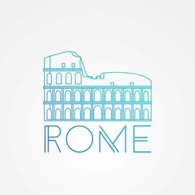 Vektör bir satır Coliseum minimalist simgesi. Roma. İtalya.