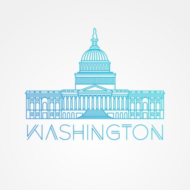 Washington Dc, bize Capitol binası. Vektör landmark. Modern doğrusal minimalist simgesi. Bir satırı gezi kavramı
