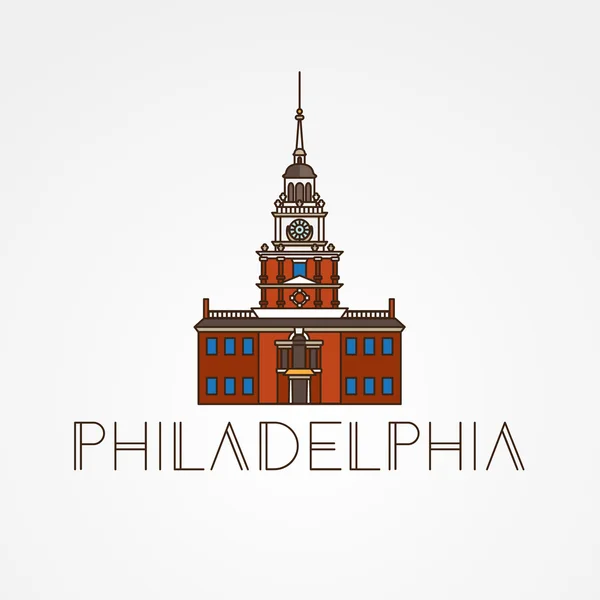 Independence Halltól a szimbóluma, Philadelphia, Amerikai Egyesült Államok. — Stock Vector