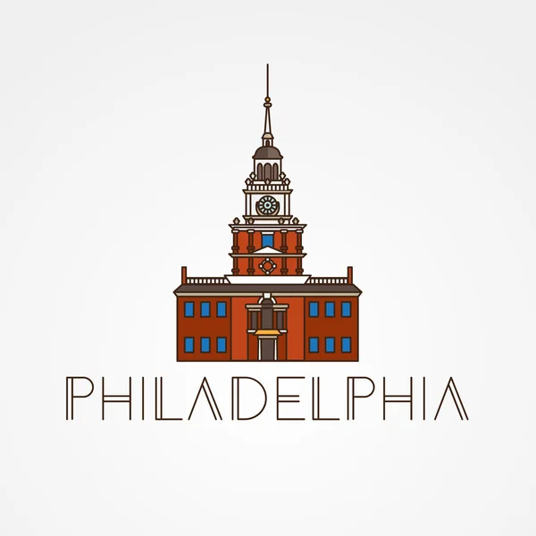 Bağımsızlık Binası Philadelphia, ABD sembolü. — Stok Vektör