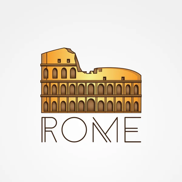 Vector one line minimalist icon of Coliseum. Rome. Italy. — Stock Vector