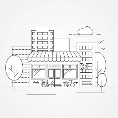Eczane tasarımı Trendy vektör illüstrasyonu