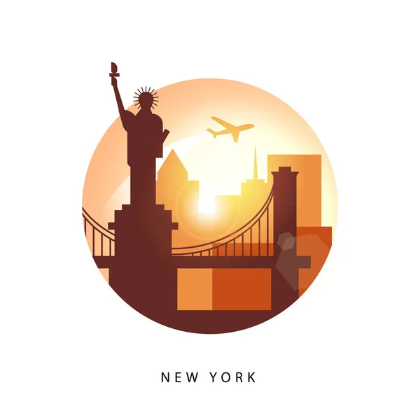 États-Unis New York silhouette détaillée. — Image vectorielle