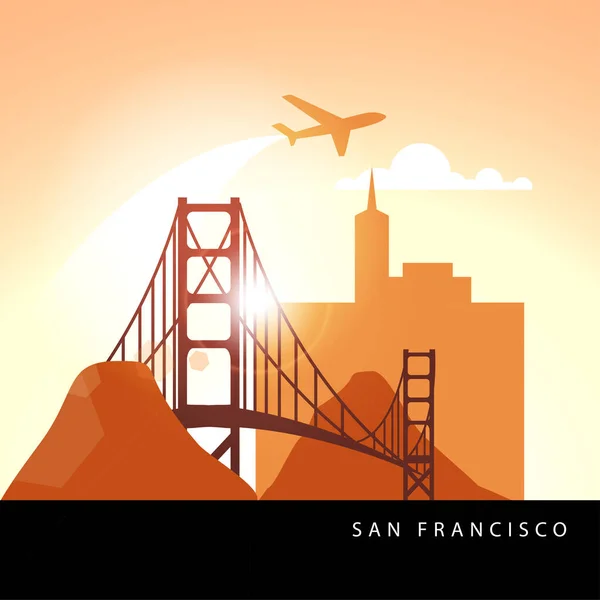 San Francisco Stati Uniti silhouette dettagliata. — Vettoriale Stock