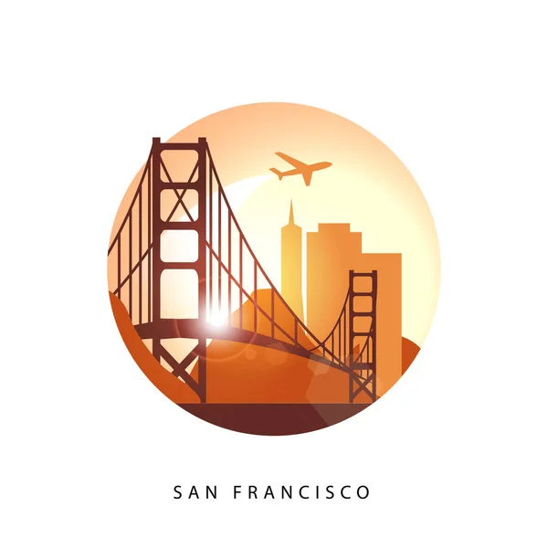 San Francisco Spojené státy americké detailní silueta. — Stockový vektor