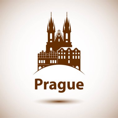Prag, Çek Cumhuriyeti 'nin doğrusal illüstrasyonu. 