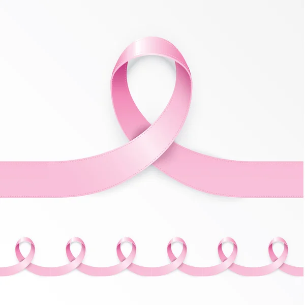 Photorealistic pink ribbon in the shape of nines on white background. Can be used as stop breast cancer concept. — Wektor stockowy