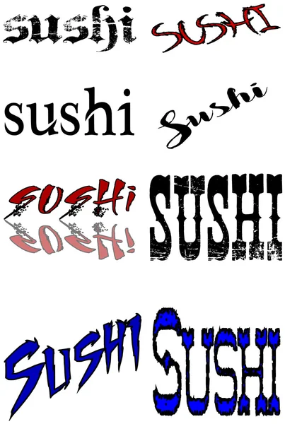 Colagem de banner de texto Sushi —  Vetores de Stock