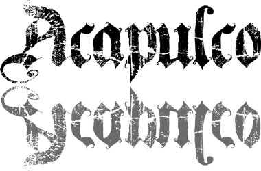 Acapulco metin işaret illüstrasyon