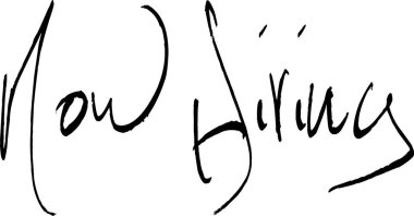 Şimdi beyaz arkaplanda metin imzası illüstrasyonu işe alınıyor