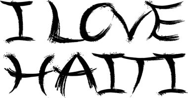 Beyaz arkaplanda Haiti yazılı yazı çizimine bayılıyorum.