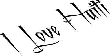 Beyaz arkaplanda Haiti yazılı yazı çizimine bayılıyorum.