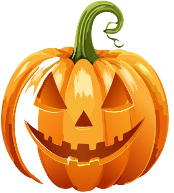 Happy jack-o'-lantern pumpkin presenting halloween holiday, autumn season, and spooky festive decoration concepts on white background