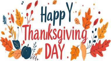 Şükran Günü tebrik kartı tasarımı. Mutlu Şükran Günü mesajı, güz yaprakları, böğürtlen ve balkabağı.