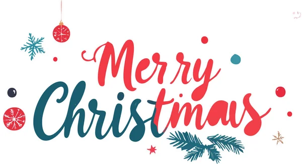 Mutlu noel mektupları içinde süsler, kar taneleri ve çam dalları olan bayram tebrik kartı oluşturur.