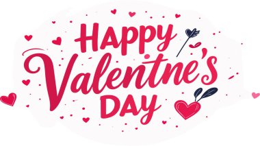 Sevgililer Günü 'nde el yapımı tipografi, aşk kalpleri ve aşk okuyla romantik bir tatil tasarımı yaratılır.