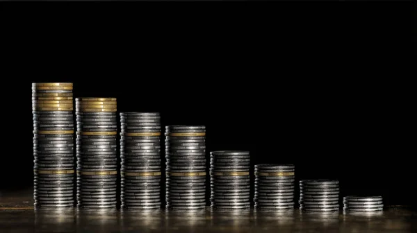 Coin Stacks Descending Ladder Image Alluding Financial Market — Stock Photo, Image